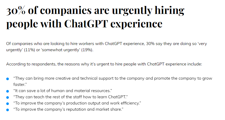 ChatGPT成必备技能！90%公司想要会使用ChatGPT的员工插图2