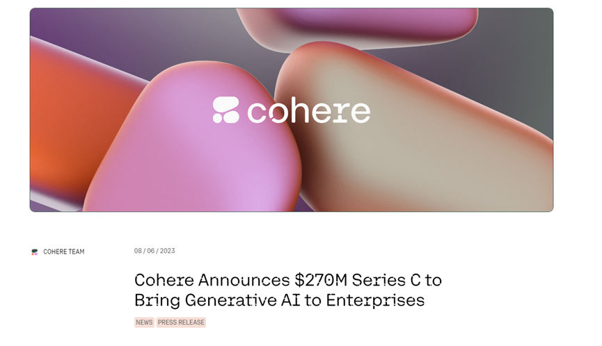 ChatGPT竞争对手Cohere获得19亿元融资，英伟达参投！插图