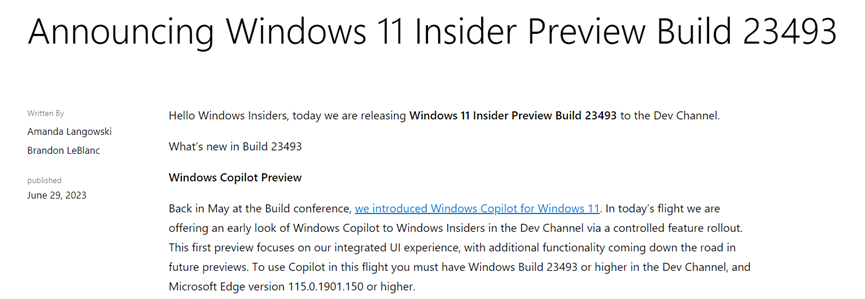微软发布第一个Windows Copilot 预览版插图