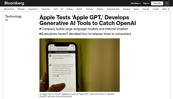 苹果正在内部测试类ChatGPT产品—Apple GPT插图