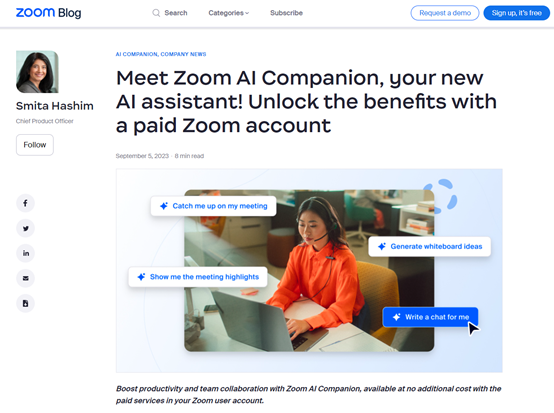 Zoom正式发布类ChatGPT产品—AI Companion插图